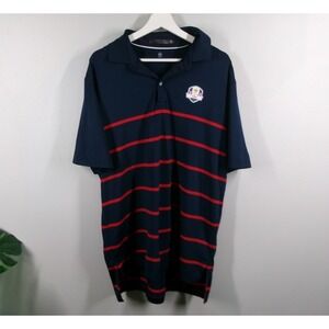 RLX Ralph Lauren Shirt Mens LARGE 2020 Ryder Cup Blue Red Stripe Golf Polo *Flaw